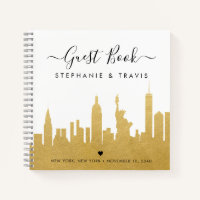 NYC Skyline Gold Destination Wedding Guestbook