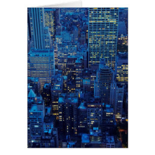 NYC Skyline, high angle view at dusk
