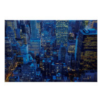NYC Skyline, high angle view at dusk