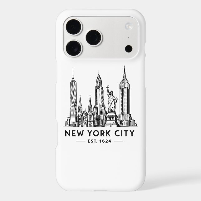 NYC Skyline Illustration with Statue of Liberty (Back)