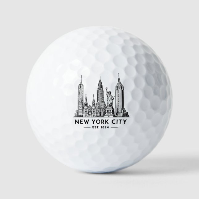 NYC Skyline Illustration with Statue of Liberty Golf Balls (Front)