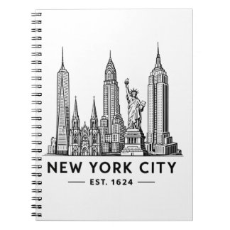 NYC Skyline Illustration with Statue of Liberty Notebook