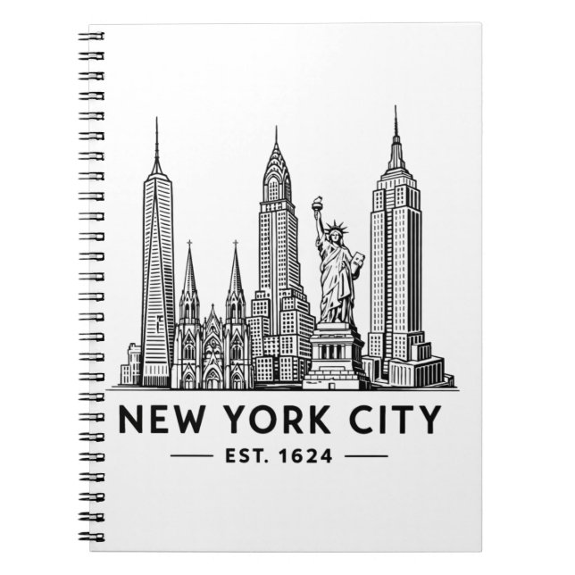 NYC Skyline Illustration with Statue of Liberty Notebook (Front)