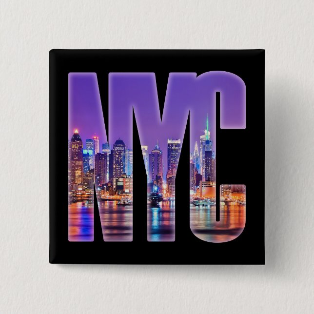 NYC Skyline (Light) 15 Cm Square Badge (Front)