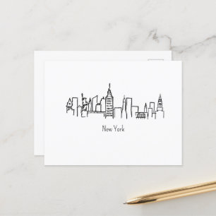 NYC Skyline New York Illustration Postcard