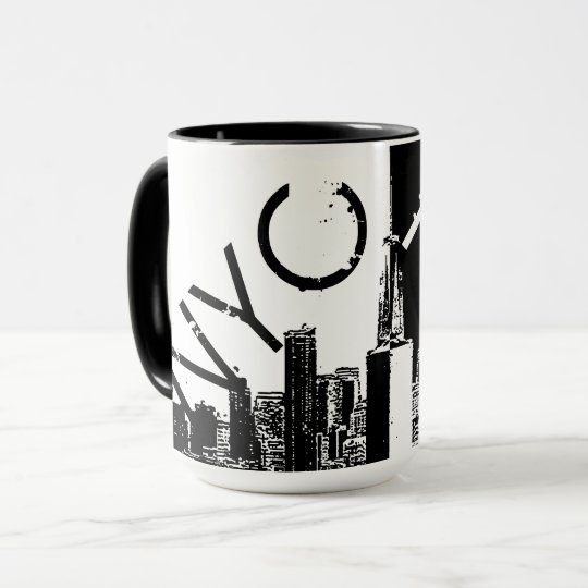 NYC skyline old vintage photo black and white Mug