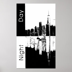 NYC skyline old vintage photo black and white Poster