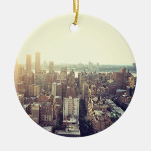 NYC Skyline Photo Ceramic Tree Decoration