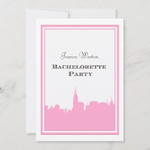 NYC Skyline Pink Silhouette #2 DIY Bachelorette Invitation