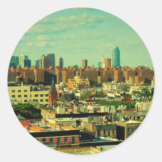 NYC Skyline round sticker (Front)