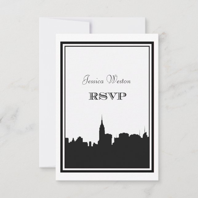 NYC Skyline Silhouette #2 DIY RSVP (Front)