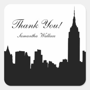 NYC Skyline Silhouette, Empire State Bldg #1 Square Sticker