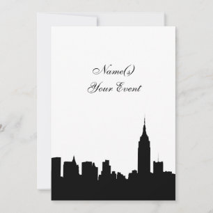 NYC Skyline Silhouette, ESB #1 BW V2 Party Invite