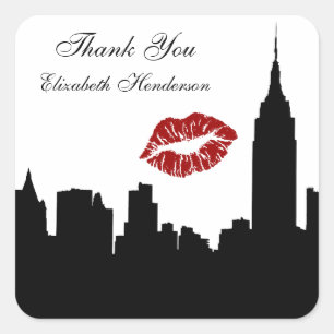 NYC Skyline Silhouette, ESB #1 Kiss Square Sticker