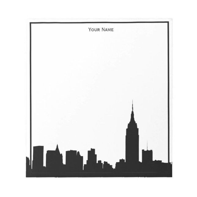 NYC Skyline Silhouette Framed Notepad (Front)