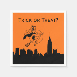 NYC Skyline Silhouette Halloween Cheeky Witch Napkin