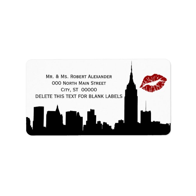 NYC Skyline Silhouette, Kiss ESB #1H BW Addr Label (Front)