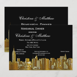 NYC Skyline Silhouette Rehearsal Dinner Invitation