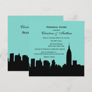 NYC Skyline Silhouette Rehearsal Dinner SQ Invitation