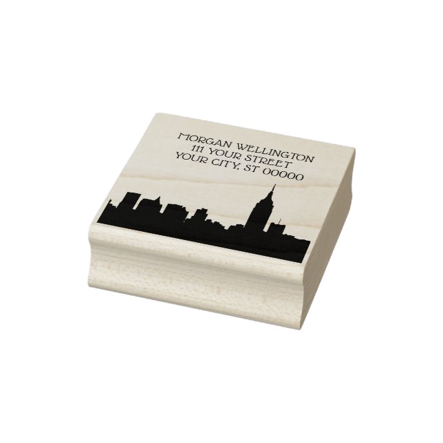 NYC Skyline Silhouette Return Address Rubber Stamp (Stamp)
