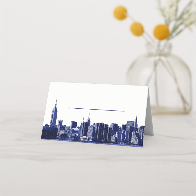 NYC Skyline Wide Angle Etched Look 01 Escort Cards (Front)