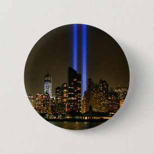 NYC Skyline: WTC  9/11 Tribute In Light 2013 #1 6 Cm Round Badge