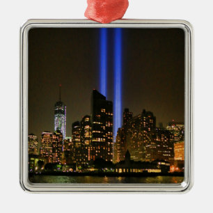NYC Skyline: WTC  9/11 Tribute In Light 2013 #1 Metal Tree Decoration
