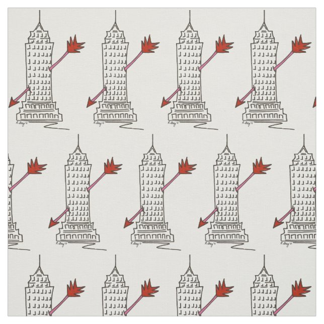 NYC Skyscraper Cupid's Arrow Valentines Day Love Fabric (Swatch)