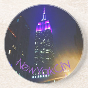 NYC Skyscraper Purple Empire State Building Night Coaster