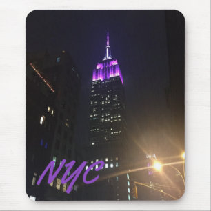 NYC Skyscraper Purple Empire State Building Night Mouse Mat