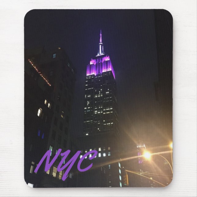 NYC Skyscraper Purple Empire State Building Night Mouse Mat (Front)