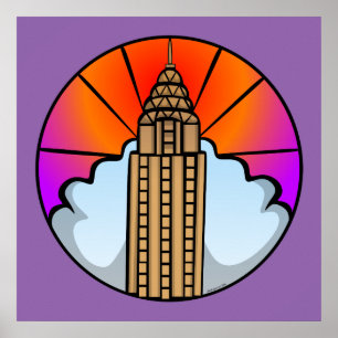 NYC Skyscraper Stained Glass Poster