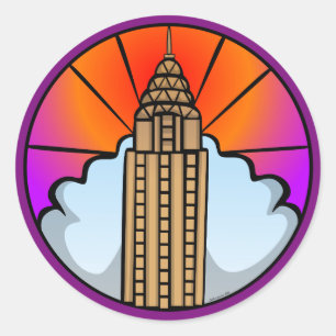 NYC Skyscraper Stained Glass Sticker