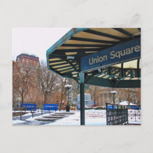 NYC Snowy Union Square in Winter Postcard