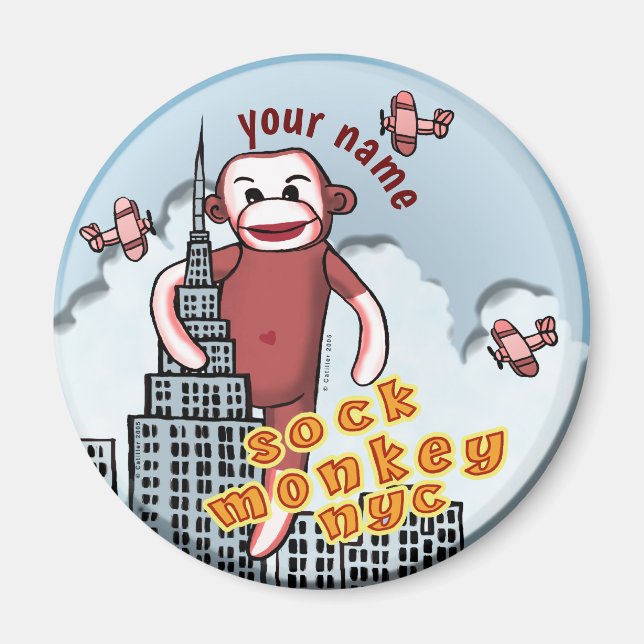 NYC Sock Monkey  Magnet (Front)