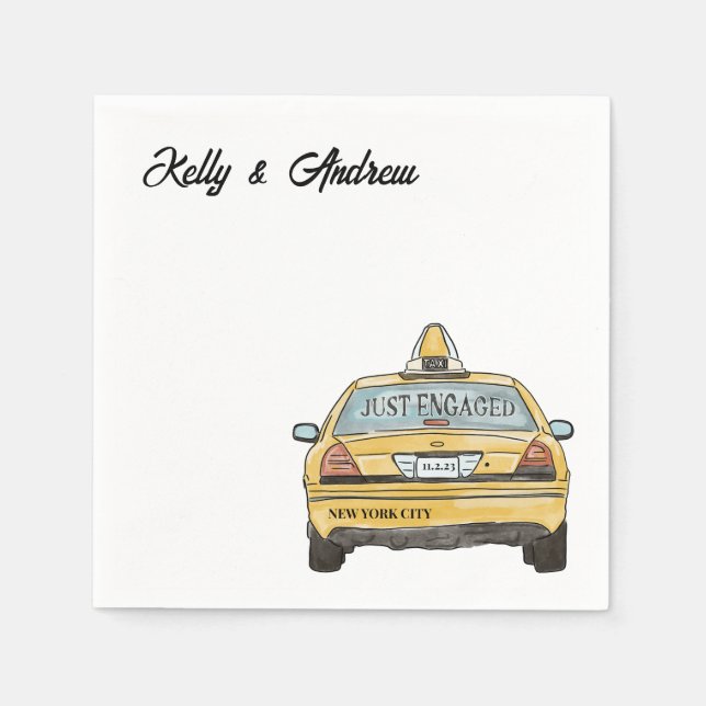 NYC Taxi engagement Cocktail  Napkins (Front)