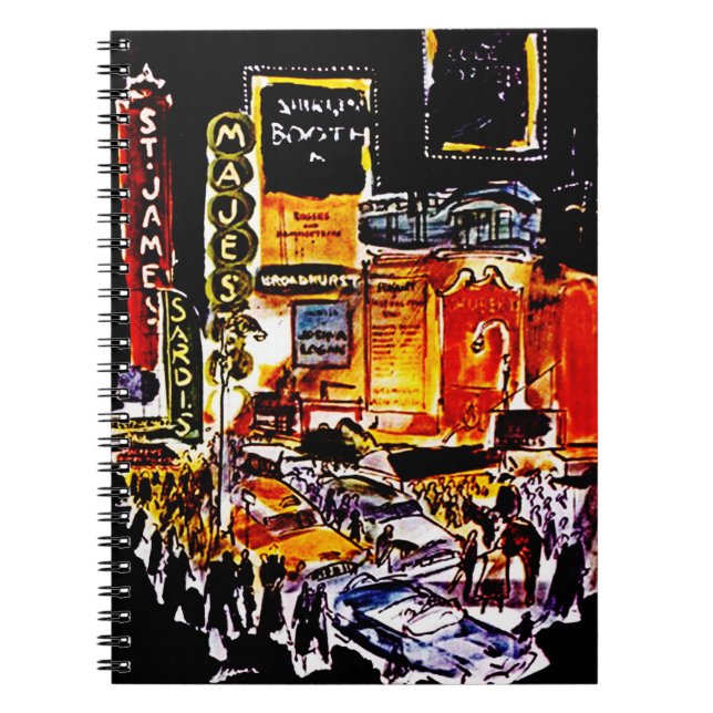 NYC Theatre District Night Broadway Diary Notebook (Front)