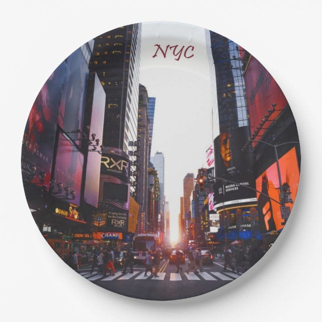 NYC Times Square New York City Paper Plate (Front)