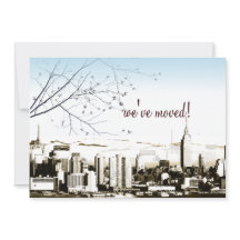 NYC/twin towers skyline/moving announcement