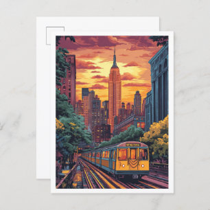 NYC USA Vintage Illustration Travel Postcard
