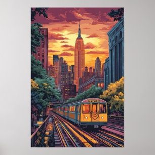 NYC USA Vintage Illustration Travel Poster