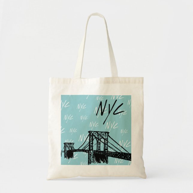 nyc vibes tote bag (cyan) (Front)