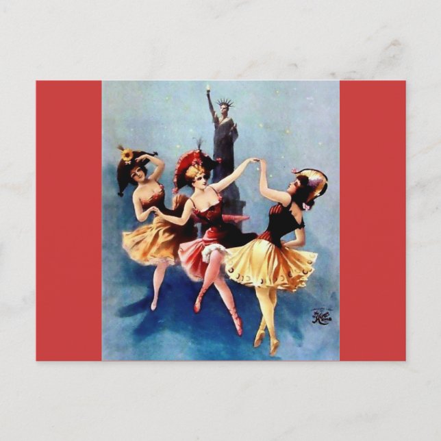 NYC Vintage Ballerinas Dance Postcard (Front)