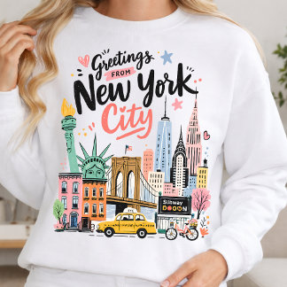 NYC Vintage Skyline Statue Liberty Sweatshirt
