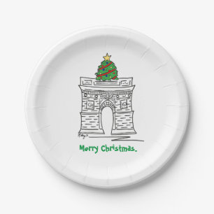 NYC Washington Square Christmas Tree New York Paper Plate