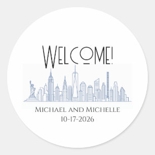 NYC  Wedding personalised minimal Welcome bag  Classic Round Sticker