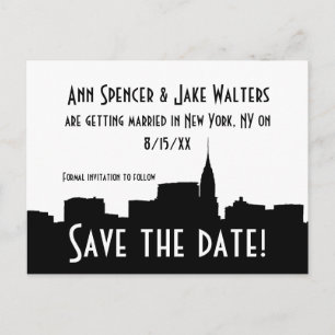 NYC Wide Chrysler 01B Silhouette Save the Date Announcement Postcard