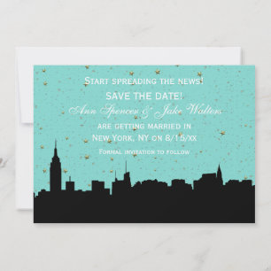 NYC Wide Silhouette DIY BG Colour Save the Date Tu Invitation