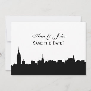 NYC Wide Silhouette DIY BG Colour Save the Date Wh