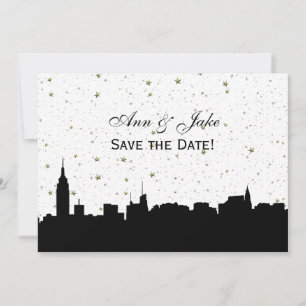 NYC Wide Silhouette DIY BG Colour Save the Date Wh